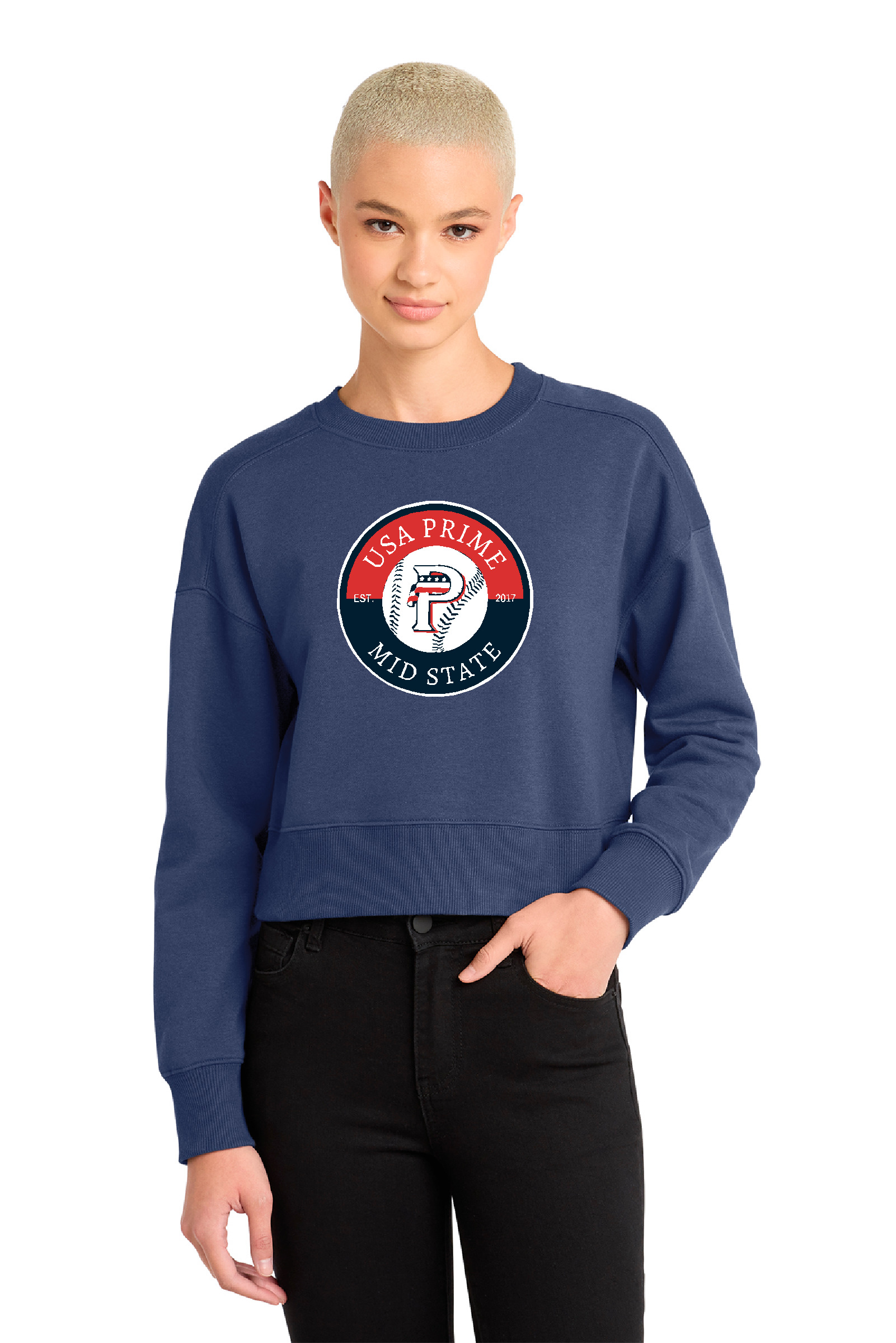 USA Prime MidState Ladies Crop Crewneck Sweatshirt
